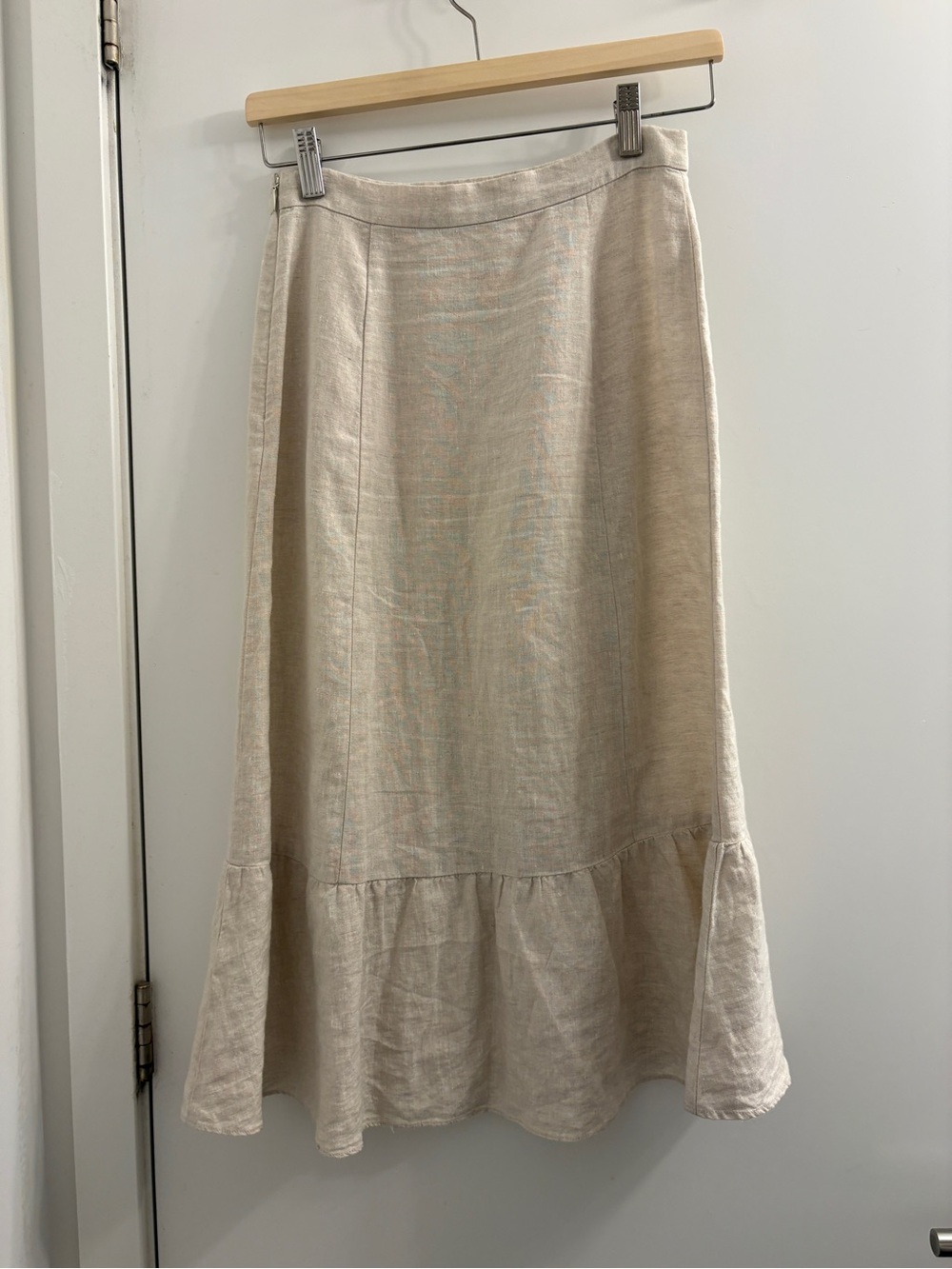 Wilfred Ruffle-Hem Linen Midi Skirt